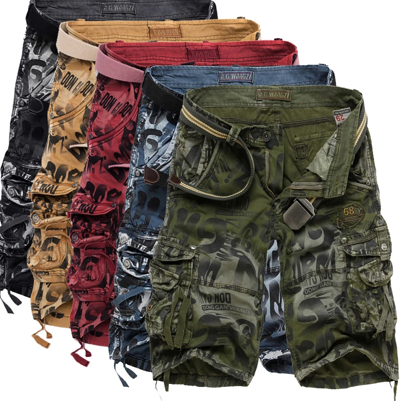 

Men Summer Camouflage Bermuda Cargo Shorts Loose Multi-pocket military Camo Casual Beach Shorts homme Overalls Plus Size 42