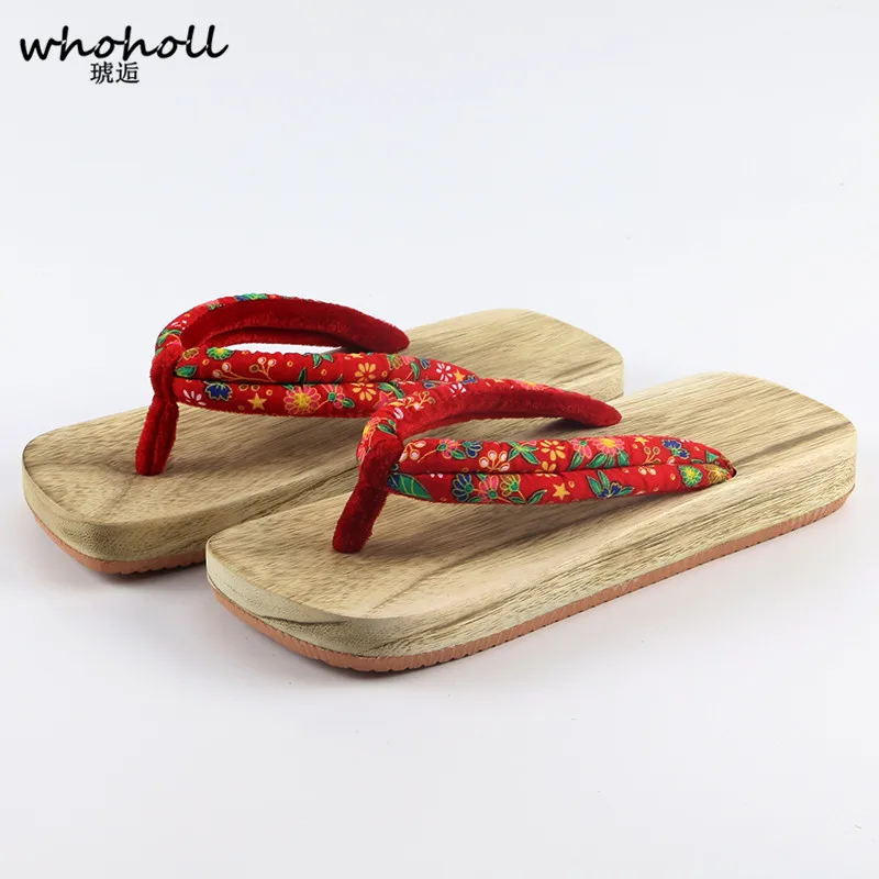 Women Japanese Flat Geta Clog Kimono Flip-flop Wood Slipper Sandal Cosplay Shoes
