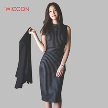 Новая Женская Весенняя мода 2 шт Полосатое платье без рукавов костюм бизнес черный плащ пальто костюм шаль из двух частей Наборы пояс