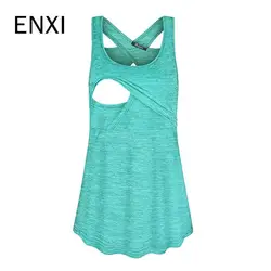 ENXI женская рубашка для беременных кормящих без рукавов топы Однотонная футболка для грудного вскармливания женская одежда рубашка