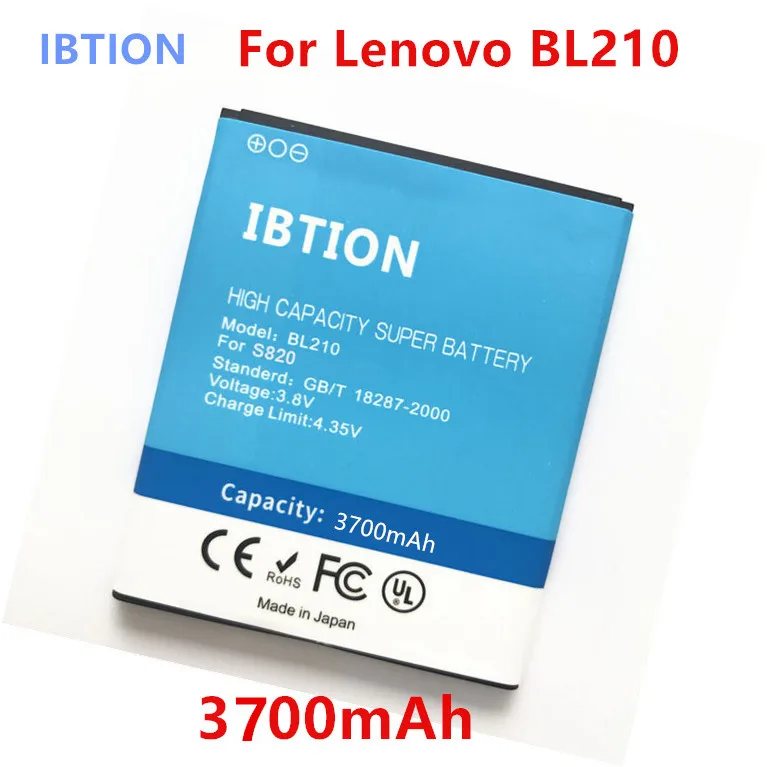 

IBTION 3700mAh BL210 Battery For Lenovo A606 S820 S820E A750E A770E A656 A766 A658T S650 A536 BL 210 Batteries Bateria