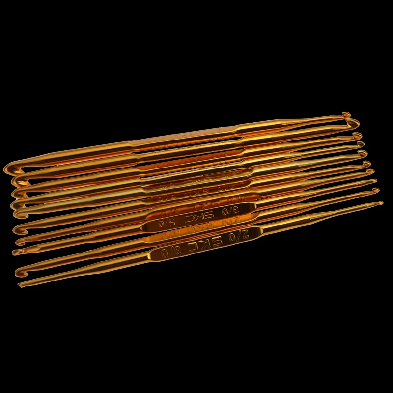 10 pieces knitting needle gold double head aluminum crochet hook