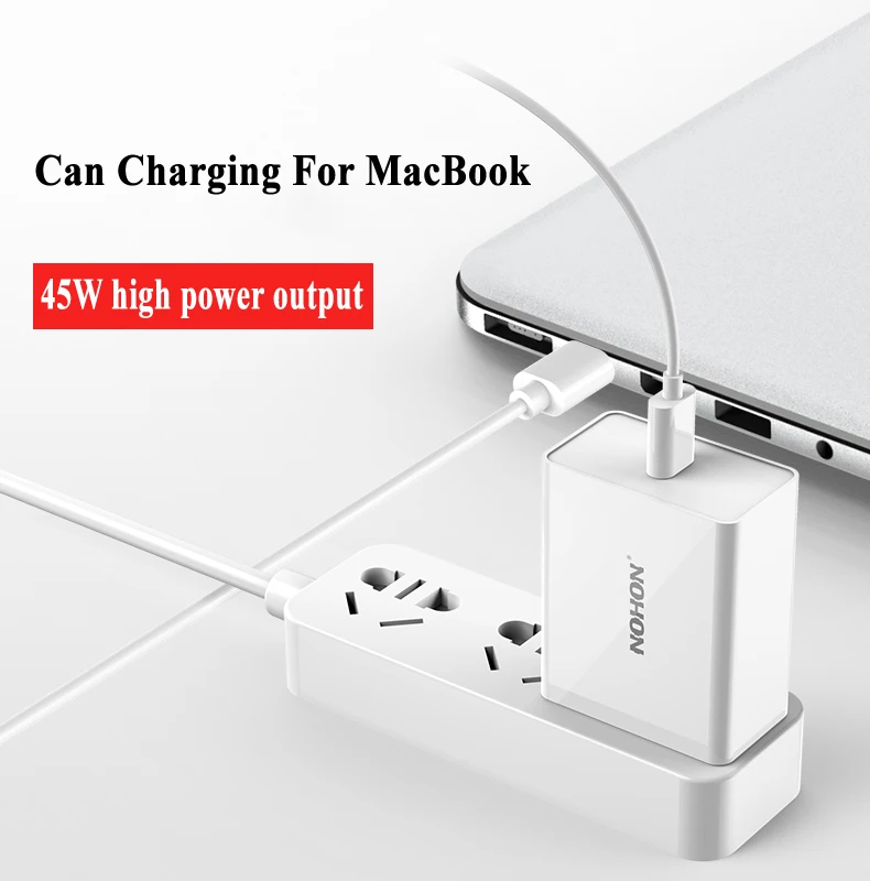 Nohon 45 W Тип usb C Зарядное устройство для iPhone X 8 плюс 8 MacBook быстро USB-C мобильного телефона PD Зарядное устройство Quick Charge для Galaxy S8 S9