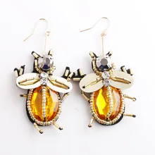 Cute Insect Super Beetle Insect Earrings Acrylic Crystal Earrings Rice Beads Drop Earrings Handmade Earrings Behemia Statement super hybrid rice