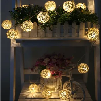 

LED Battery String Lights 1.5M 10pcs Handmade Rattan Balls led String Lights Fairy Party Wedding light,Patio,Home room Decor