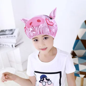 

ISHOWTIENDA Double-layer Children Cartoon Waterproof Soft Shower Cap Lovely Cute Baby Bath Cap dropshipping