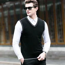 MACROSEA Весна Модный брендовый жилет свитер для мужчин v-образный вырез Slim Fit вязаный мужской однотонный корейский Стиль Повседневный жилет C8150