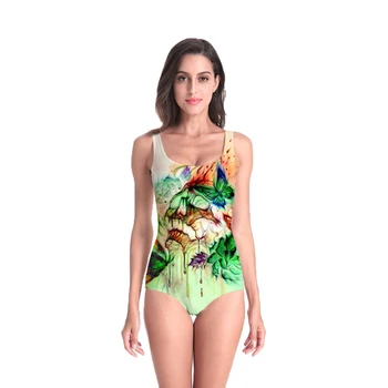 

3D Print Summer women's clothing rose Swimsuit high quality Beach Style Bodysuits Gothic colorful skull swimsuit Dropshipping