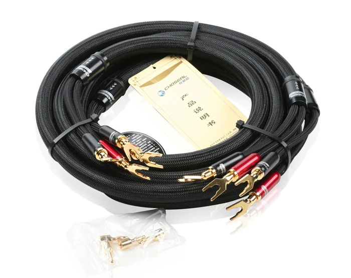 Choseal LB-5108 6N OCC Audiophile HIFI динамик кабель 24 К позолоченный банан + U plug 2,5 м не DIY (пара)