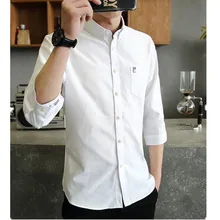 Летняя новая рубашка мужская с короткими рукавами тонкая свободная Корейская версия самосовершенствование платье тренд красивый сплошной цвет мужской Ши