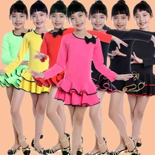 Для девочек латинские танцы детское танцевальное Платье Бальный Танец Сальса юбка юбка-пачка для девочек Танцы детское платье танго платье