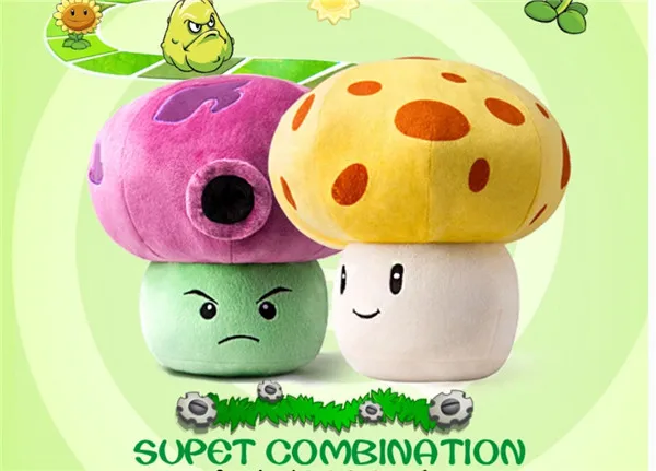 

Plants vs Zombies 2 plush toys Mushroom action figure dolls 25cm for Kids gift free shipping