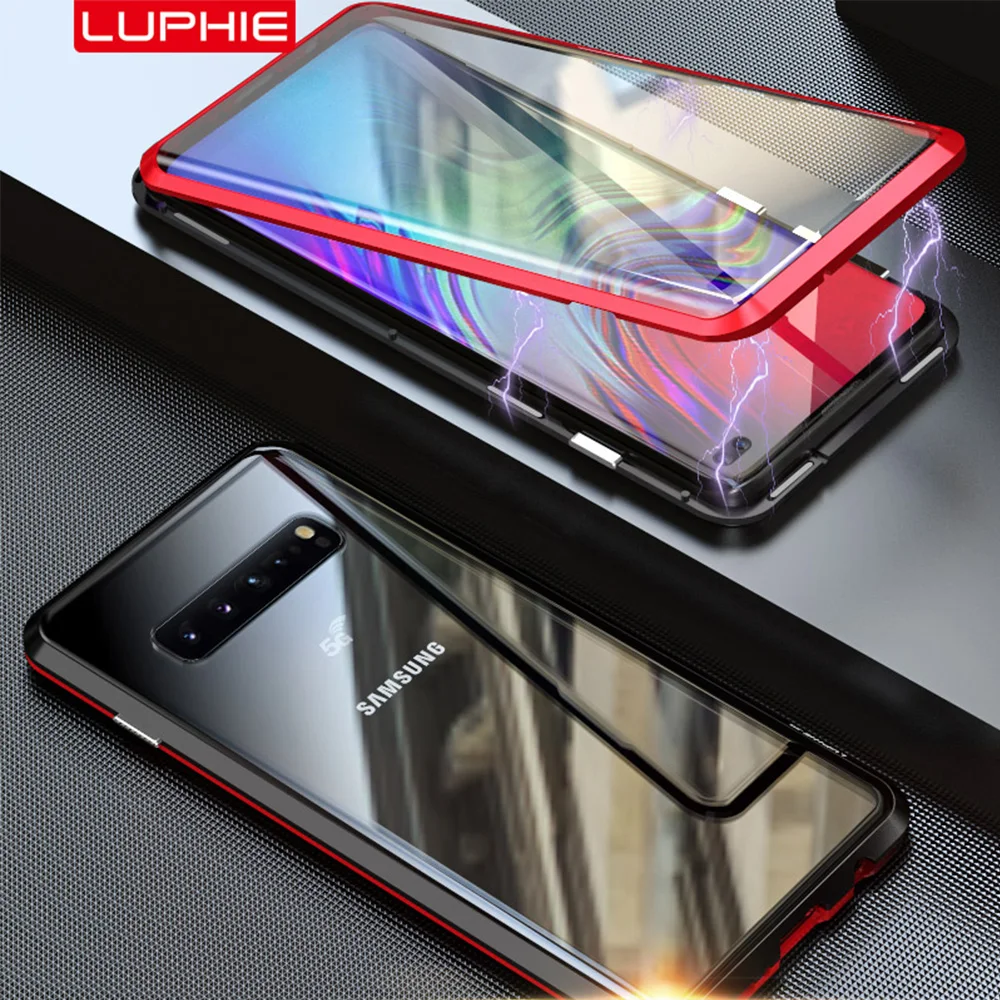 

Luphie Magnetic Case for Samsung Galaxy S10 Plus 5g S10e S9 S8 Note 9 8 Full Front+Back 9H Glass Tempered Film Magnet Case Cover