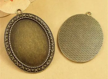 

20pcs 40 x 30mm Antique Bronze Cabochon Pendant Base, Oval pendant setting (3020022)