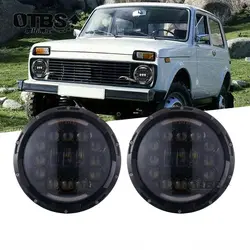 OTBS 2 шт. 7 дюймов 90 Вт светодиодный фонарь Moto Wrangler 7 "круглая фара для Lada 4x4 Urban Niva Land Rover 90/110 Defender Hummer