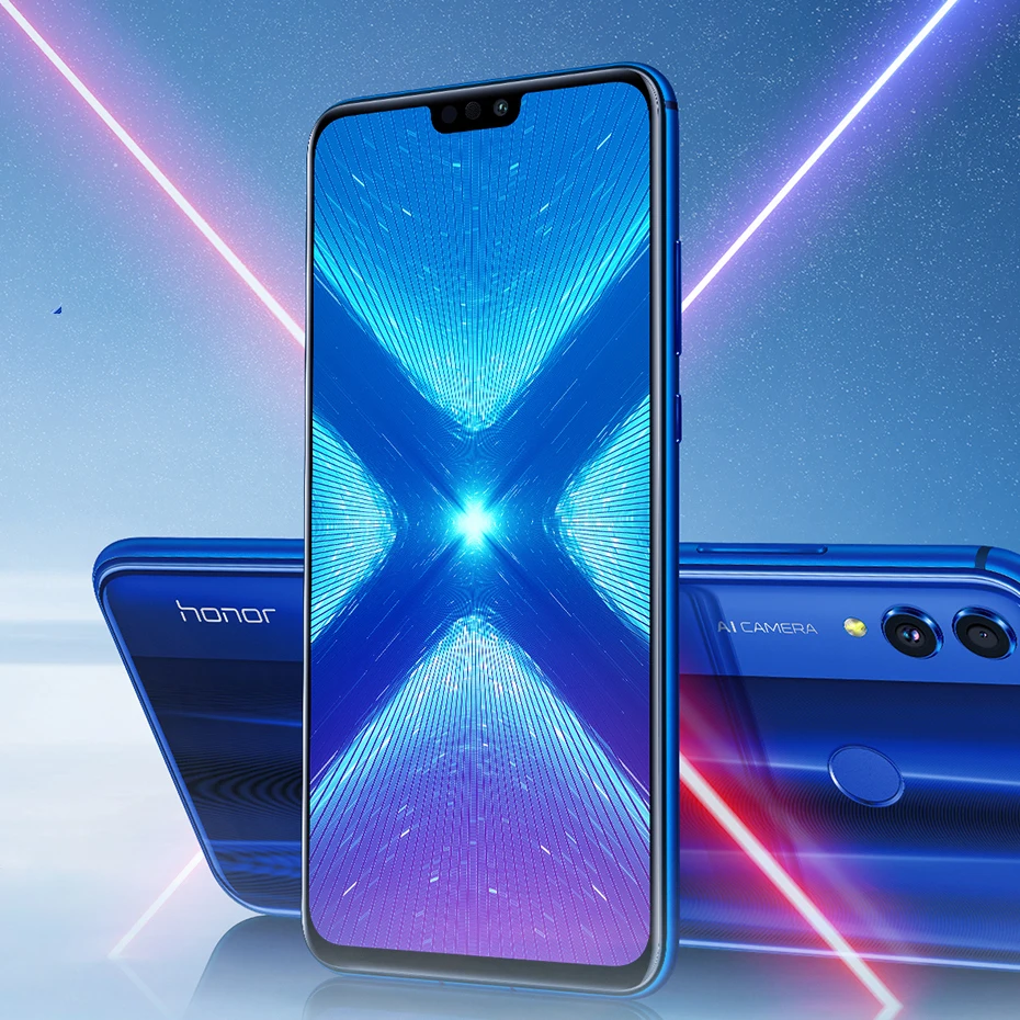 Мобильный телефон Honor 8X с глобальной ПЗУ, экран 6,5 дюйма, аккумулятор 3750 мАч, двойная задняя камера 20 МП, многоязычный смартфон