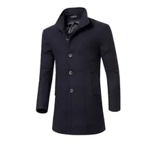 Casaco Masculino Мужчины Длинные Шерстяные Пальто Мода Осень Зима Slim Тренч Jacketsa Turn down Воротник Шерстяной Жакет и пиджаки Пальто