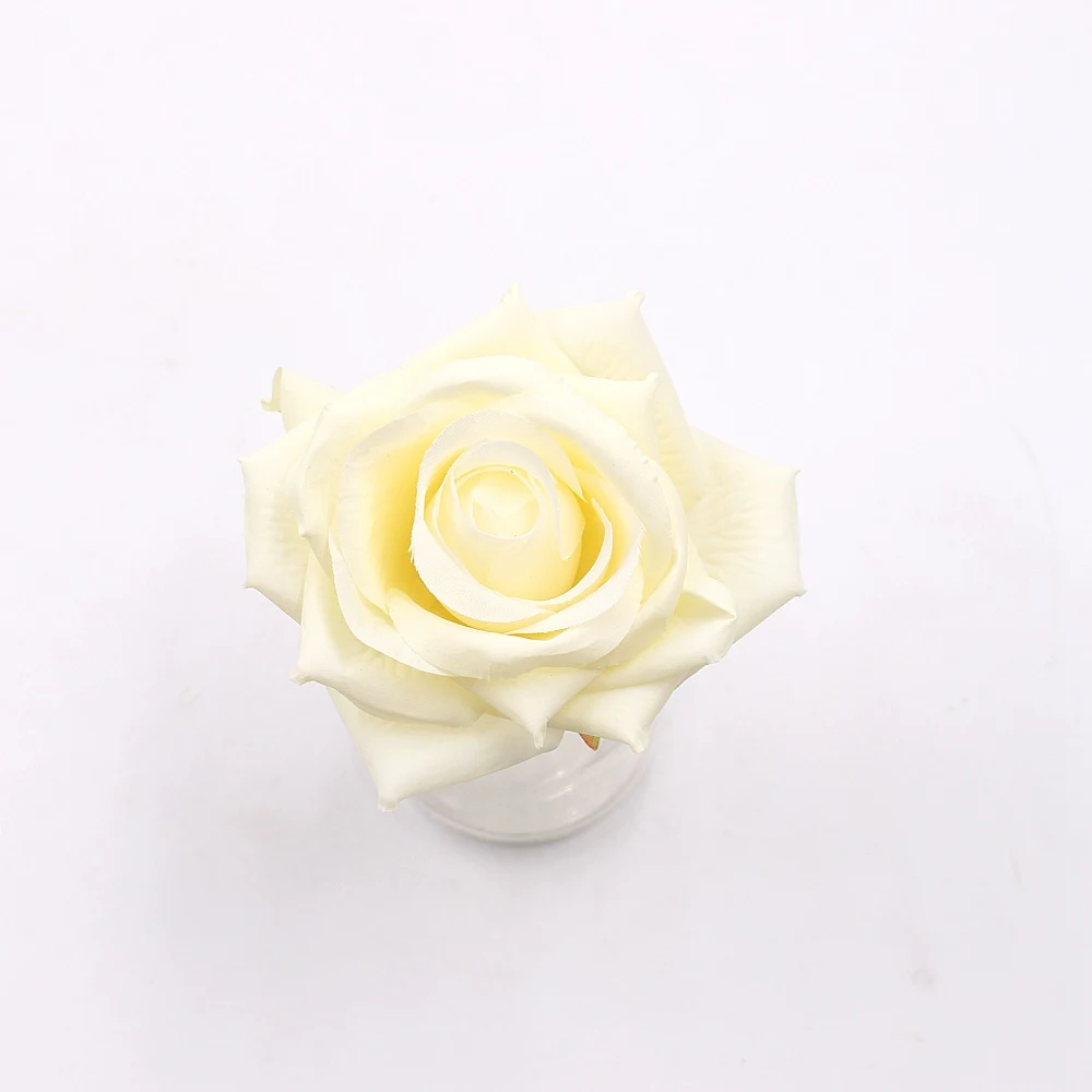 4 шт 10 см Красивые нетканые Розы Букеты для свадьбы Вечерние украшения для дома DIY ВЕНОК Подарочная коробка искусственные цветы для скрапбукинга - Цвет: Молочно-Белый