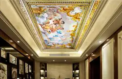 Пользовательский 3d росписи обоев потолок Королевский Золотой 3d обои для потолка для гостиной нетканые 3d потолок