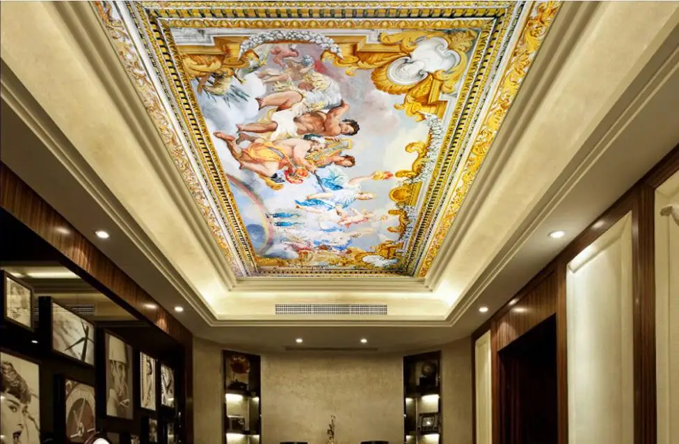 Custom 3d wallpaper mural ceiling Royal Golden 3d wallpaper for ceiling