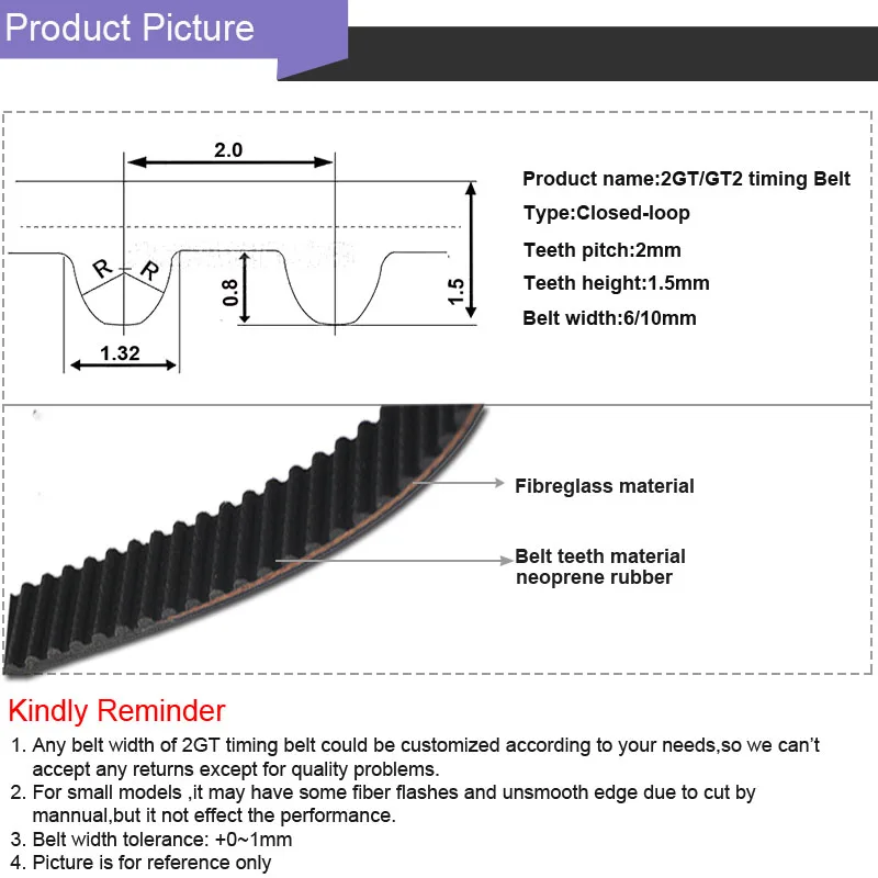 SUMRAY зубчатый ремень GT2-494/500/520/524/528/540/544/550/600/606/610 мм gt2 Ремень Из Стекловолокна 6/10 мм ленточная Ширина замкнутый контур Резина 2G