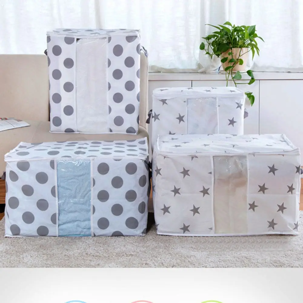 

1PC Home Colorful Garment Storage Bag Foldable Shopping Bag Linen Clothes Blanket Quilt Closet Sweater Organizer Box