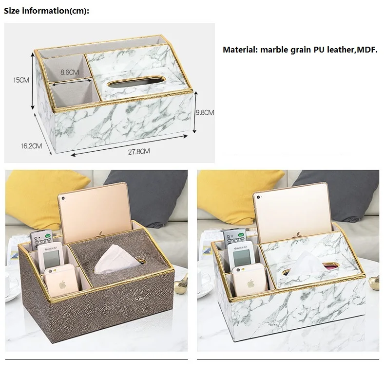 Легкая Роскошная многофункциональная коробка из мрамора с зернистой тканью для гостиной журнальный столик с дистанционным управлением коробка для хранения салфеток l