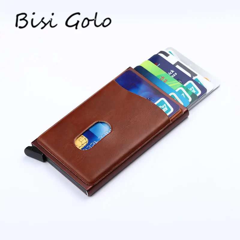 

BISI GORO Automatic Pop Up Credit Card Holder Cover High Quality Business Aluminum Card Wallet Travel Cash Clip Holder 2019
