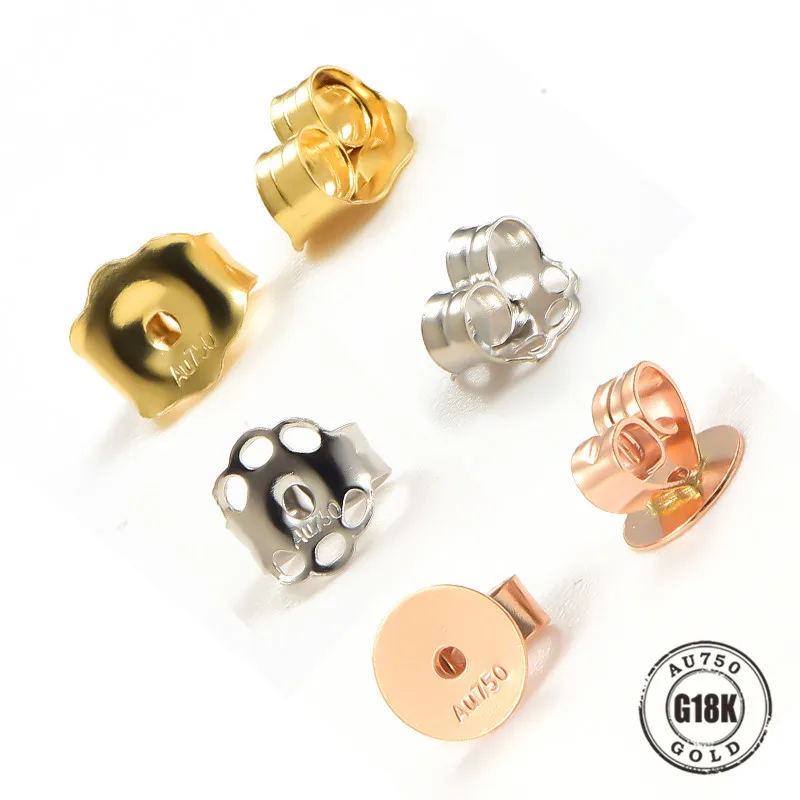 100 Solid 18K Gold Earring Plugs Real AU750 Stud Earing Findings