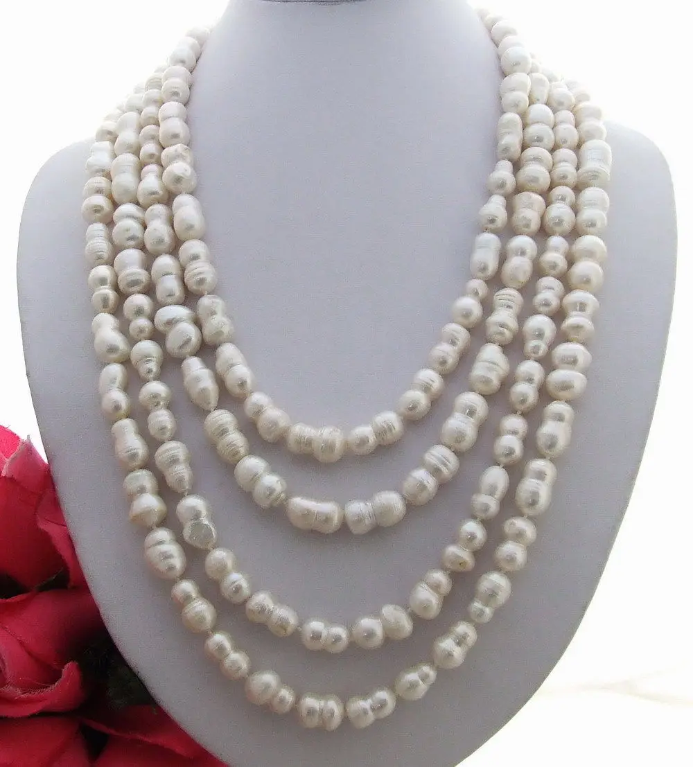 

KE040201 Charming! 100'' 20MM White Gourd Pearl Necklace