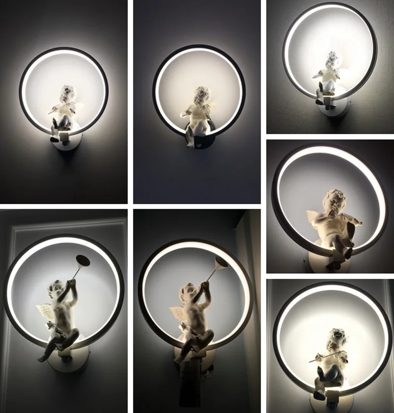 Horsten Modern Nordic Angel LED Wall Light Lamp Sconce Metal Resin Acrylic Wall Lamp Bedroom Bedside Wall Lights Home Decoration Lighting (18)
