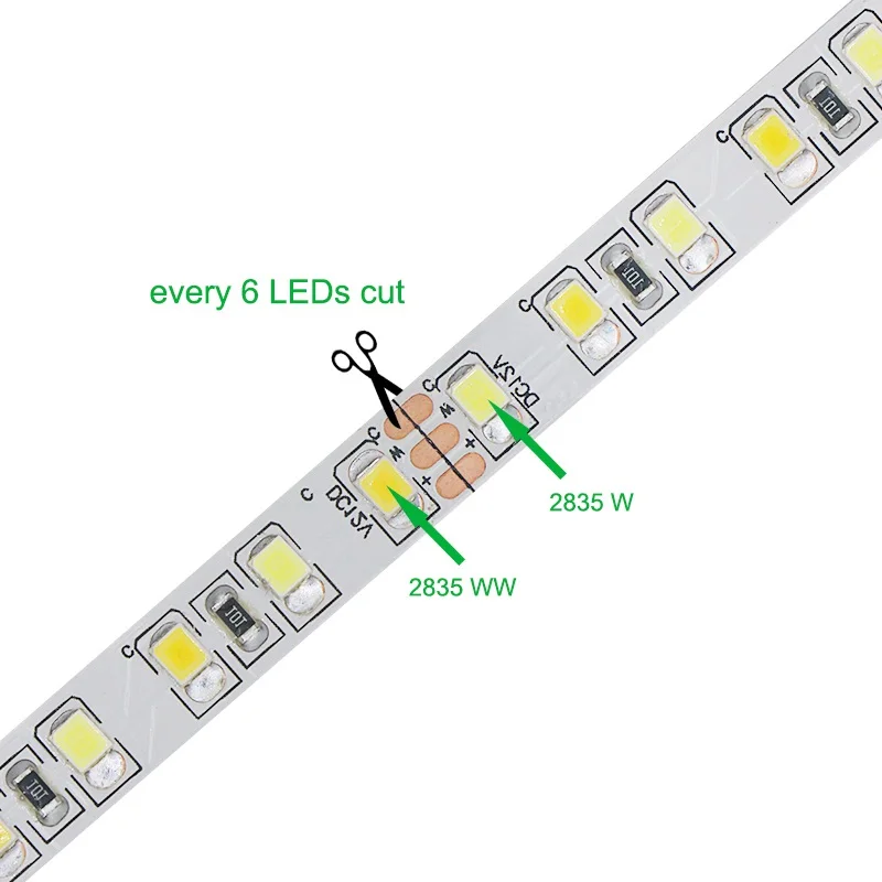 SZYOUMY 5 м Двухцветная светодиодная лента светильник CCT 2835 SMD с регулируемой яркостью 120 светодиодный s/M 180 светодиодный/m WW CW СВЕТОДИОДНЫЙ ленточный светильник s 12V DC