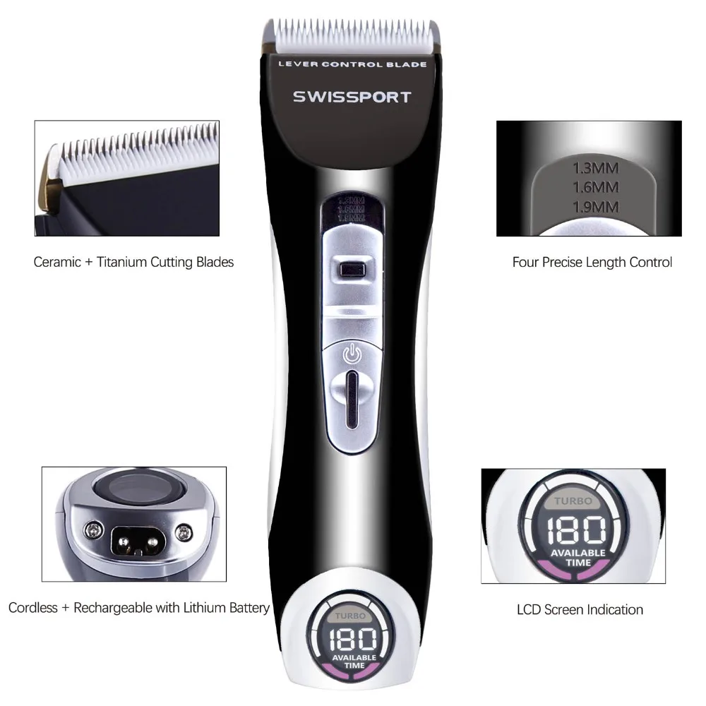 Перезаряжаемый Электрический триммер для стрижки волос керамический литиевый режущий нож Высокая мощность салон ЖК-дисплей машинка для стрижки волос