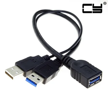 

USB Cable Adapter USB 3.0 to USB USB 3.0 Female to Dual USB Male Extra Power Data Y Extension Cable for 2.5" Mobile Hard Disk