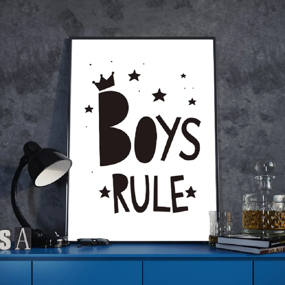 Boys-Rule-Canvas-Painting-Personalized-Minimalist-Nordic-Posters-Wall-Art-Picture-for-Nursery-Kids-Room-Unframed (2)