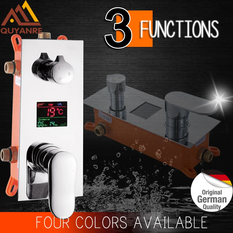quyanre wanfan frap gappo digital shower mixer control valve 2 or 3 way single handle mixer tap with temperature display shower panel bathroom accessories