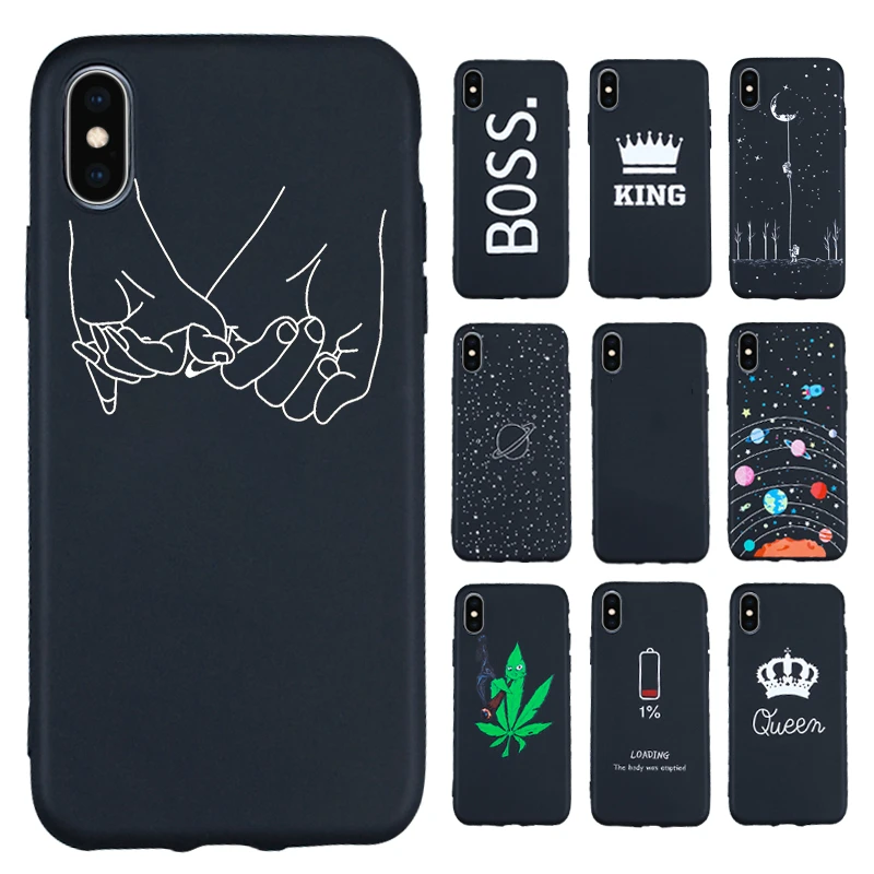 

Matte Phone Case For XR Case Luxury Black Cartoon Silicone Cases For iPhone SE XS Max X 7 8 5S 5 6 6S Plus For iPhone 7 Fundas