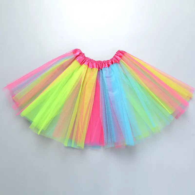 Новинка года; брендовая розовая юбка-пачка для танцев Милая Одежда для маленьких девочек вечерние одноцветные юбки-пачки красного цвета из мягкой сетки для танцев - Цвет: Rainbow 1