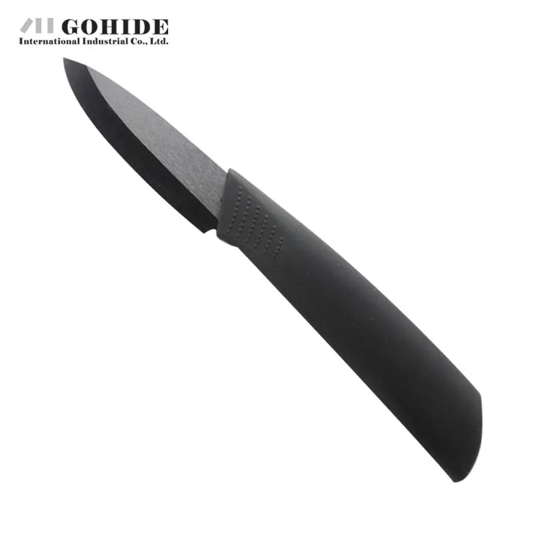 Gohide Modern Kitchenware Ceramic Knives Elegant 3 Inch Fruit Knife With Scabbard Black Kyocera Ceramic Knives