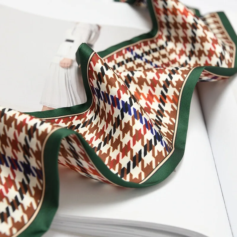 Fashion Korean imitated japanese silk scarf for girl animal printed tie collar scarf small long scarves for women bag hair scarf