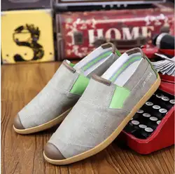 Оптовая продажа 2018 Мужская парусиновая обувь Лоферы повседневная обувь брендовые удобные Демисезонный модная дышащая мужская обувь KF801-825