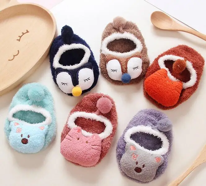 

2016 new Cartoon feather yarn slip-resistant doll baby socks rubber child toddler socks baby floor socks 0-3YEARS 12pair /1lot