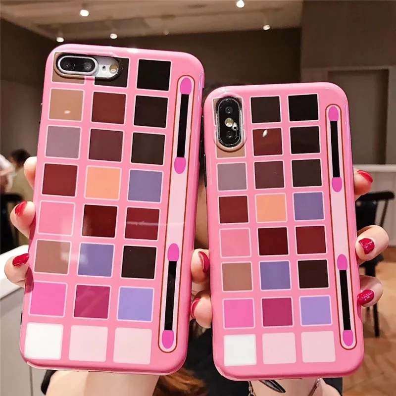

eye shadow box tpu case for iphone 8 7 6s 6 plus X XR XS MAX case cover fashion 3d patterned soft silicone phone bag capa fundas