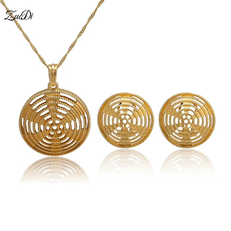 Zuodi 2019 Brand Austrian Pendant Necklace Earrin Jewelry Sets Wholesale Dubai Gold Color Earrings Set | Украшения и аксессуары