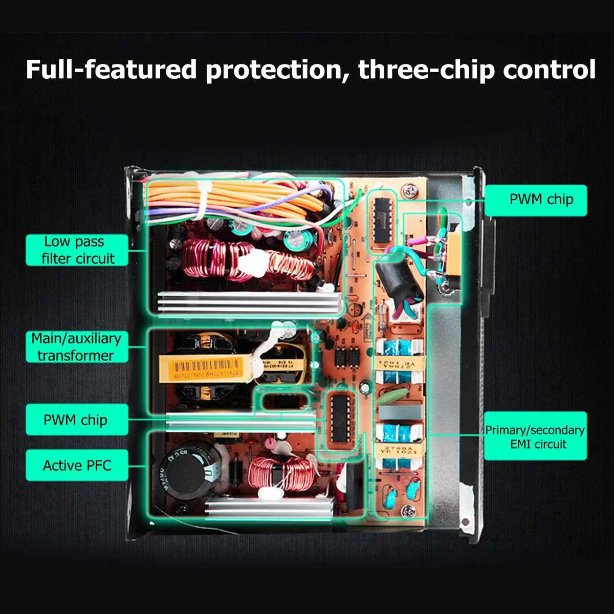 Cheap  Max 1500W Power Supply 140mm LED Fan 24 Pin PCI SATA ATX 12V PC Computer Power Supply Support AMD W