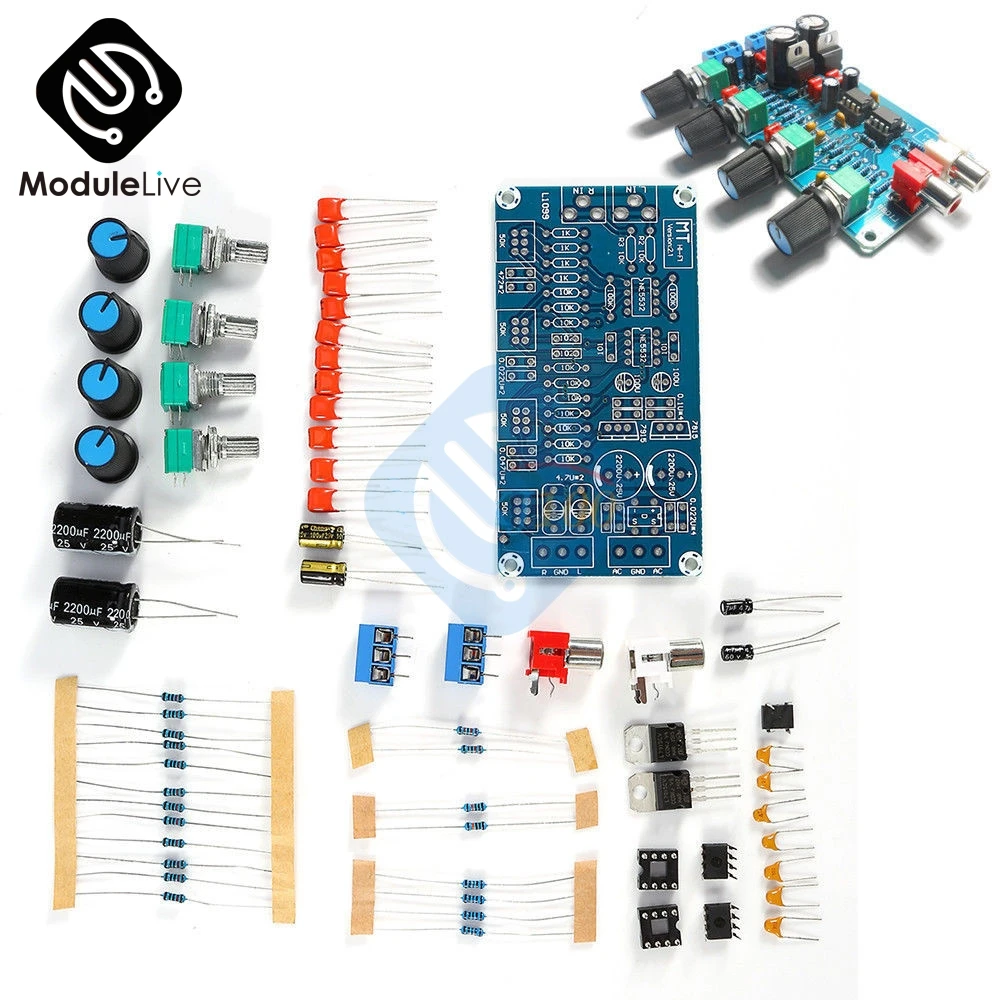 

NE5532 OP-AMP HIFI Amplifier Preamplifier Volume Tone EQ Control Board DIY Kits 112x68x23mm Electric modules Boards