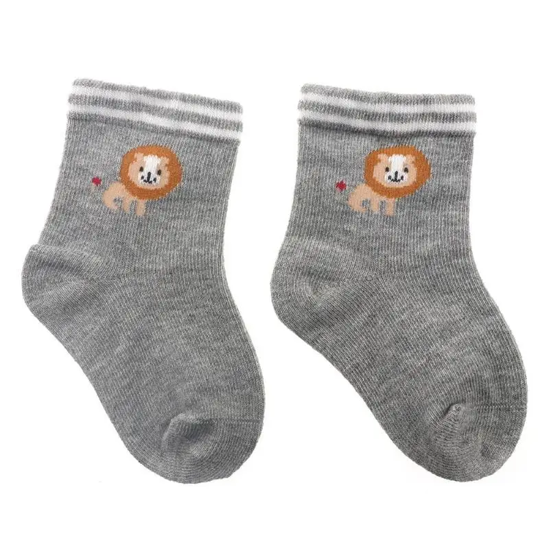 Детские хлопковые носки для мальчиков и девочек Детские теплые дышащие впитывающие Носки с рисунком Льва на осень и зиму новые носки для малышей 6-12 месяцев - Цвет: D