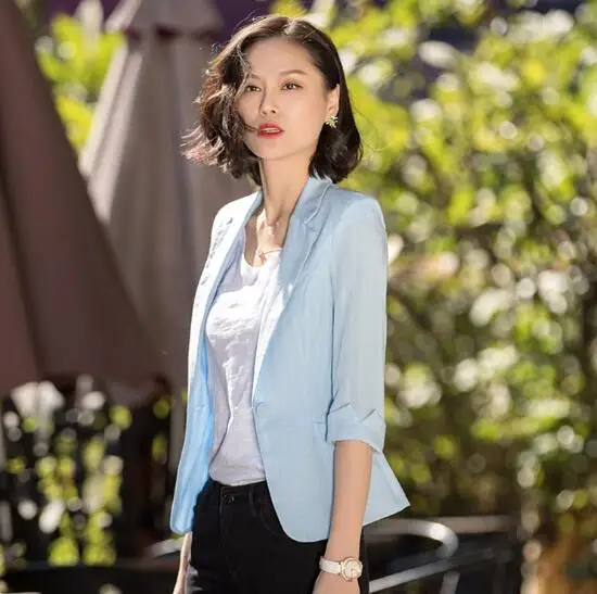 New Summer women's Half sleeve Jacket business office ladies formal Blazer Girl's Casual Fashion Tops