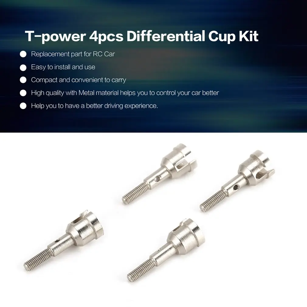 

T-power 4pcs Metal Differential Cup Accessories Spare Parts Kit Replacement for Wltoys A959/A949/A969/A979/K929-B Model RC Car