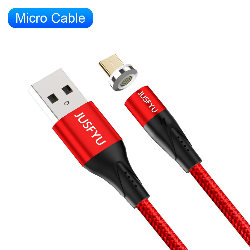 Магнитный кабель передачи данных 1 м нейлон 3A Быстрая зарядка светодиодный Micro USB для Apple Android type C для iPhone X Xs XR для huawei - Цвет: Red for Micro USB